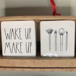 Rae Dunn Wake Up Make Up Ceramic Brush Holders